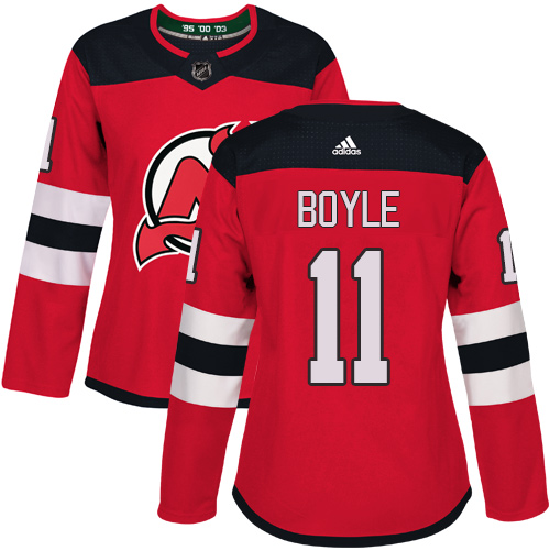 Adidas New Jersey Devils #11 Brian Boyle Red Home Authentic Women Stitched NHL Jersey